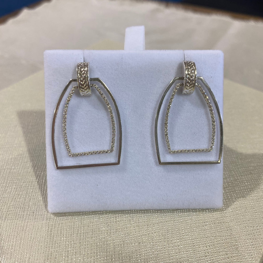 Silver Stirrup Earrings with CZ