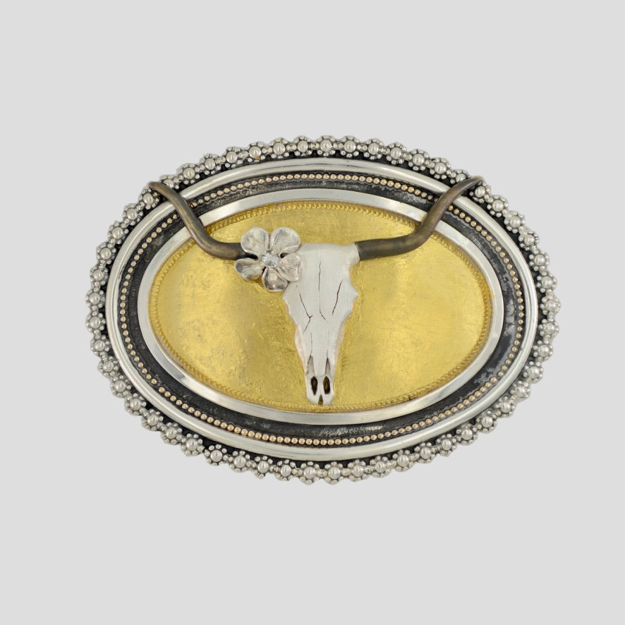 
                  
                    Cow Skull Buckle With 24K Gold Leaf
                  
                