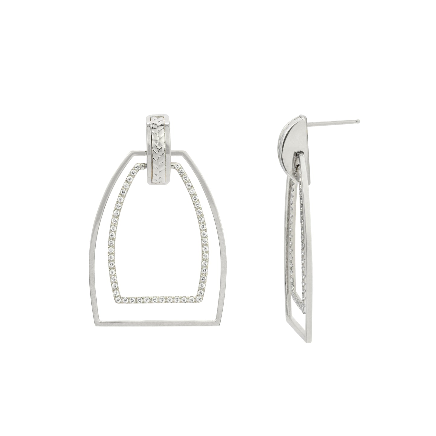 
                  
                    Silver Stirrup Earrings with CZ
                  
                