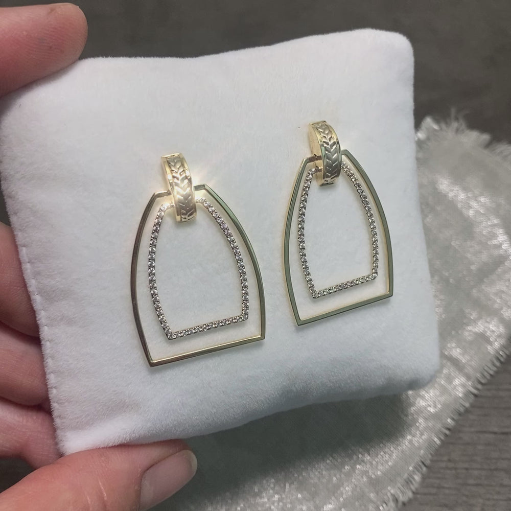 
                  
                    Load and play video in Gallery viewer, Diamond Stirrup Earrings
                  
                