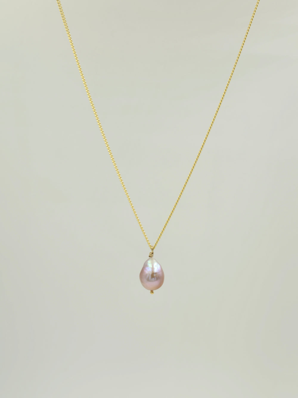 Pink Baroque Pearl Necklace on Gold Fill chain