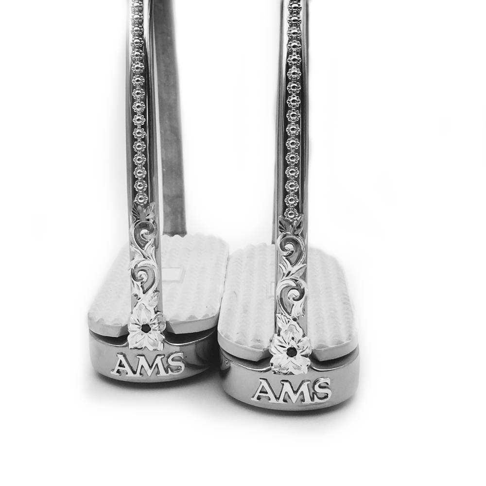 Floral Irons with Initials and flower beading.